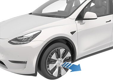 一个流线型盖，以及一个指向轮胎外部的箭头